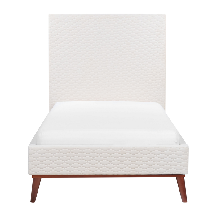 Beliani-BAYONNE-Eenpersoonsbed-Gebroken wit-90 x 200 cm-Fluweel