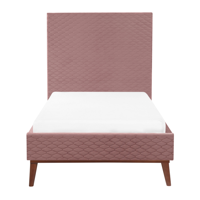 Beliani - BAYONNE - Eenpersoonsbed - Roze - 90 x 200 cm - Fluweel