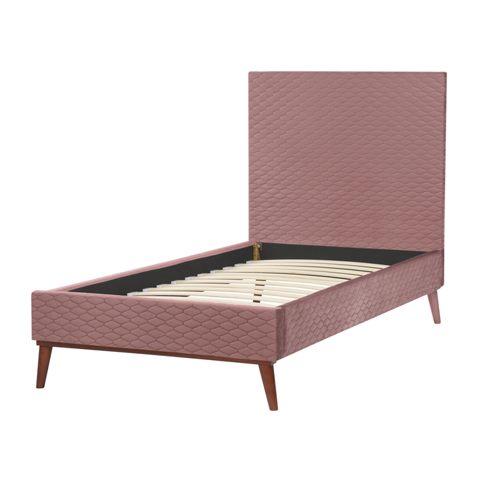 Beliani - BAYONNE - Eenpersoonsbed - Roze - 90 x 200 cm - Fluweel