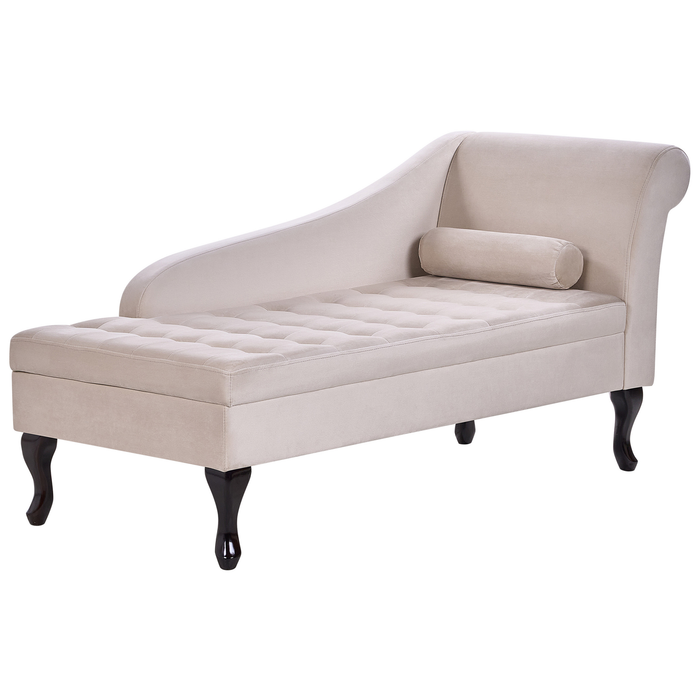 Beliani - PESSAC - Chaise longue - Lichtbeige - Rechterzijde - Fluweel