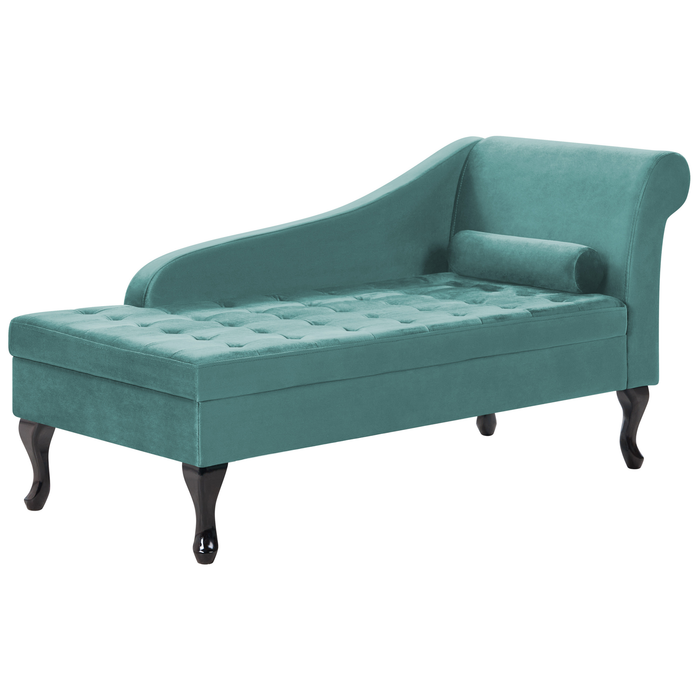 Beliani - PESSAC - Chaise longue - Blauwgroen - Rechterzijde - Fluweel