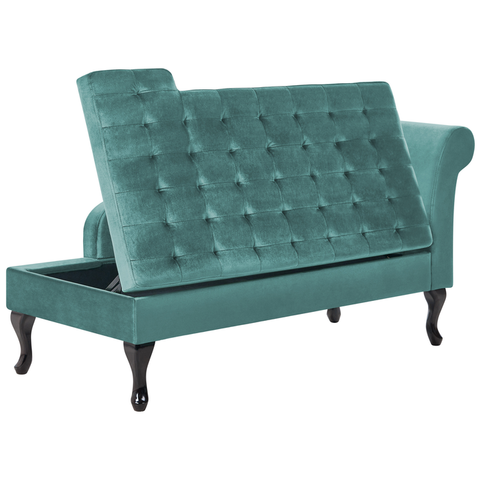 Beliani - PESSAC - Chaise longue - Blauwgroen - Rechterzijde - Fluweel