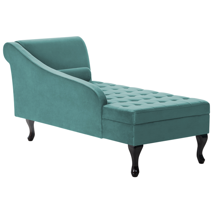 Beliani - PESSAC - Chaise longue - Blauwgroen - Rechterzijde - Fluweel
