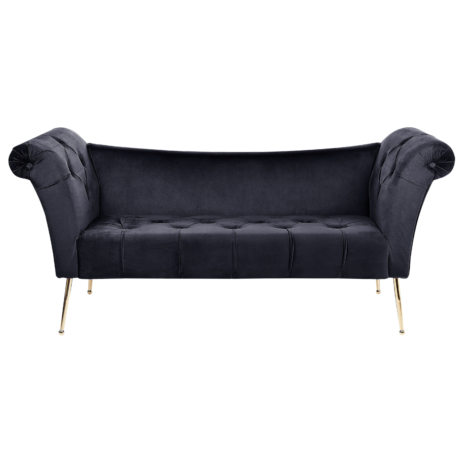 Beliani - NANTILLY - Chaise longue - Zwart - Fluweel