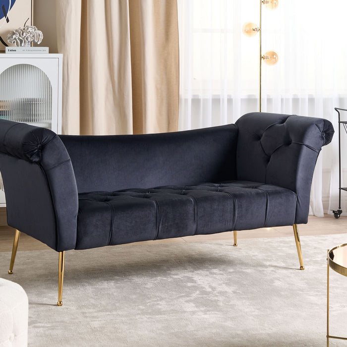 Beliani - NANTILLY - Chaise longue - Zwart - Fluweel