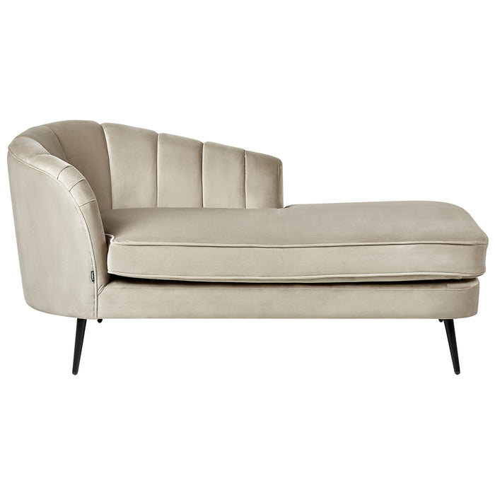 Beliani - ALLIER - Chaise longue - Beige - Linkerzijde - Fluweel