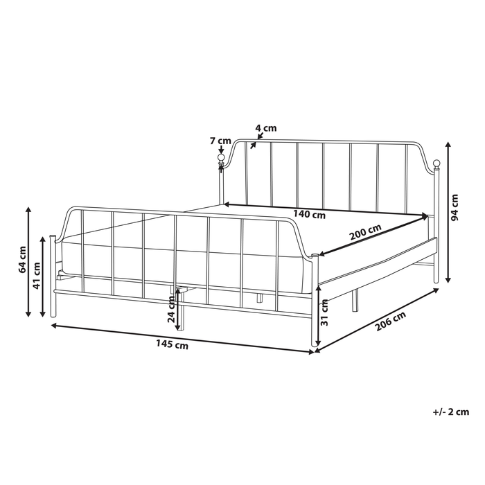 Beliani - MAURESSAC - Tweepersoonsbed - Zwart - 140 x 200 cm - Metaal