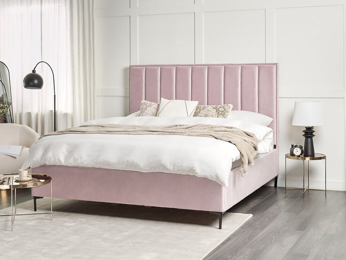 Beliani-SEZANNE -Bed met opbergruimte-Roze-180 x 200 cm-Fluweel