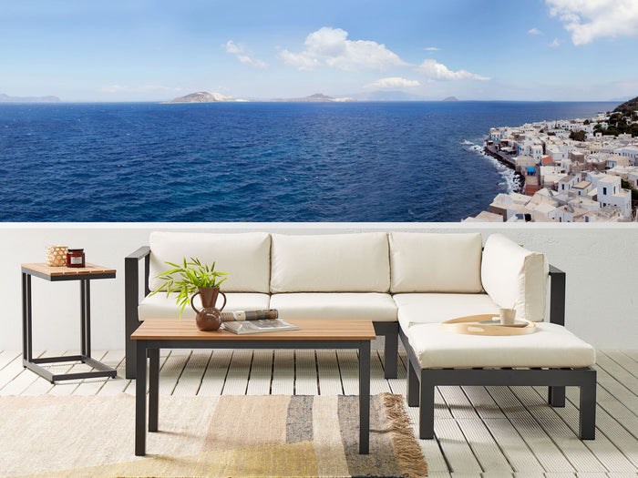Beliani - MESSINA - Loungeset voor 5 - Zwart|Beige - Aluminium