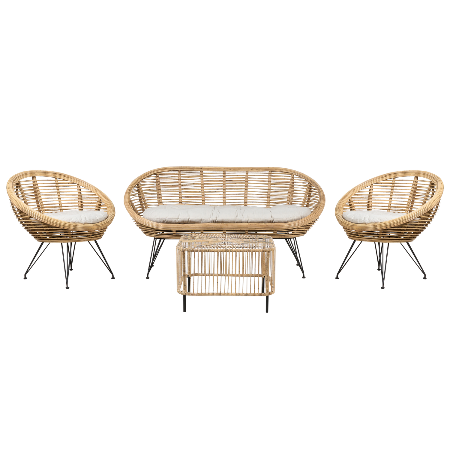 Beliani - MARATEA| CESENATICO - Loungeset 4-zits - Lichtbeige - Rotan