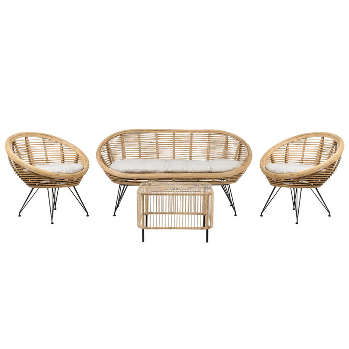 Beliani - MARATEA| CESENATICO - Loungeset 4-zits - Lichtbeige - Rotan