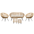 Beliani-MARATEA| CESENATICO-Banken set met salontafel-Lichtbeige-Rotan