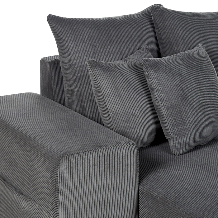 Beliani - LUSPA - Hoekbank - Donkergrijs - Rechtszijdig - Corduroy