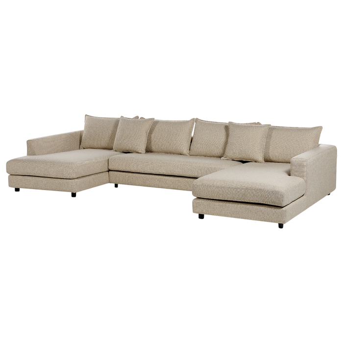 Beliani - LILVIKEN - Bank U-vormig - Beige - 5 persoons - Polyester