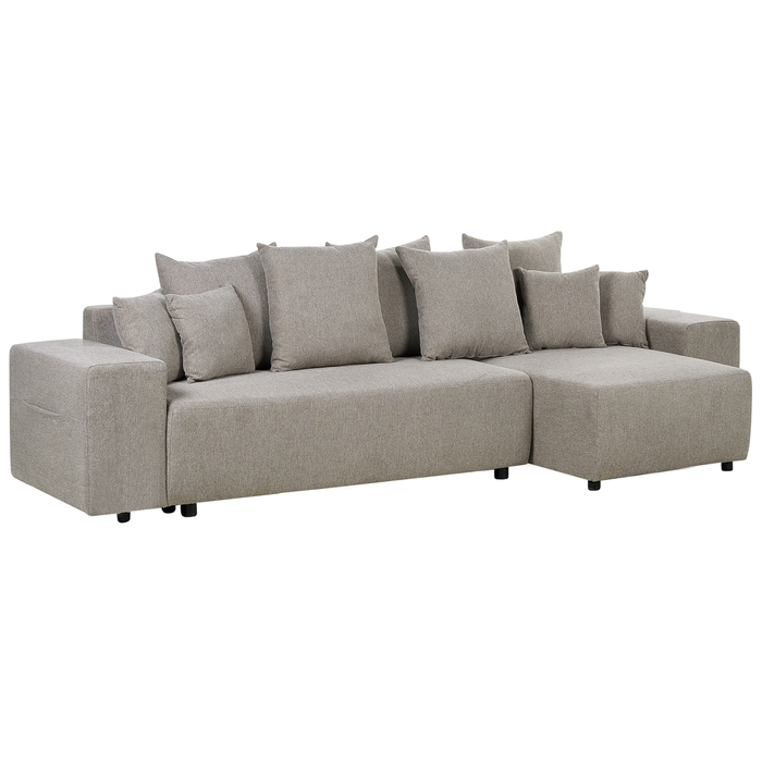 Beliani-LUSPA-Hoekbank met opbergruimte-Taupe-Linkszijdig-Stof