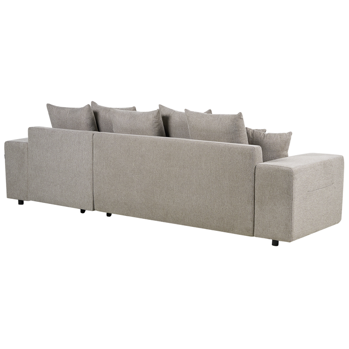 Beliani-LUSPA-Hoekbank met opbergruimte-Taupe-Linkszijdig-Stof