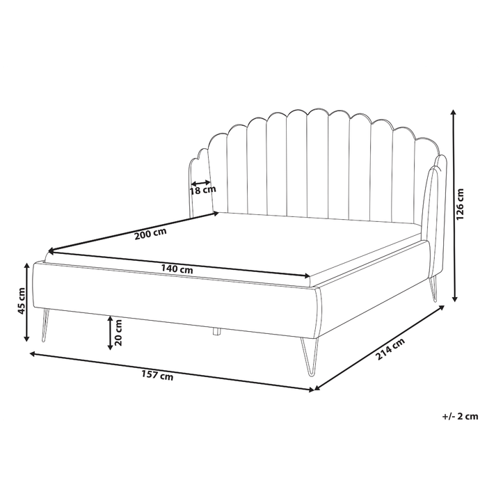 Beliani - AMBILLOU - Tweepersoonsbed - Groen - 140 x 200 cm - Fluweel
