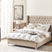Beliani - LUBBON - Tweepersoonsbed - Beige - 140 x 200 cm - Fluweel
