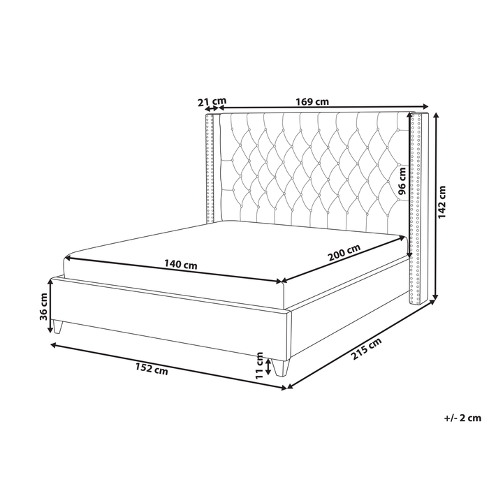 Beliani - LUBBON - Tweepersoonsbed - Beige - 140 x 200 cm - Fluweel