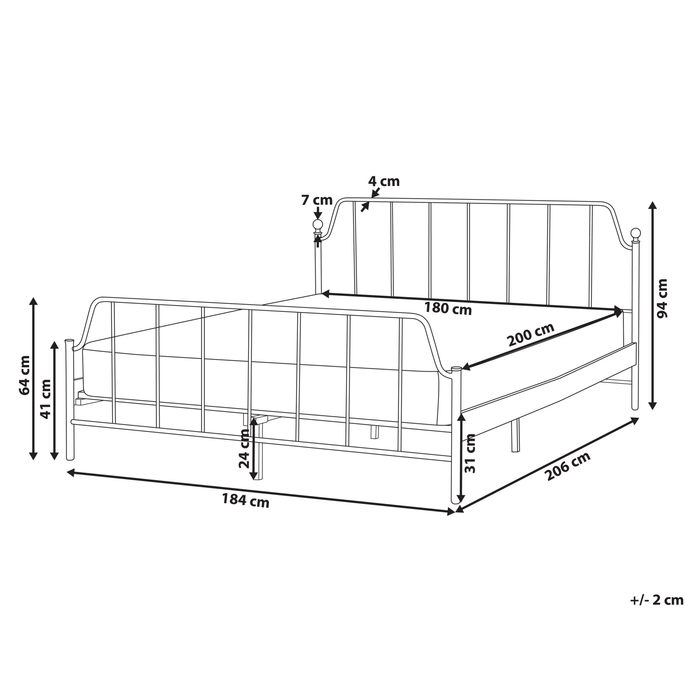 Beliani - MAURESSAC - Tweepersoonsbed - Zwart - 180 x 200 cm - Metaal