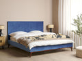 Beliani - BAYONNE - Tweepersoonsbed - Blauw - 180 x 200 cm - Fluweel