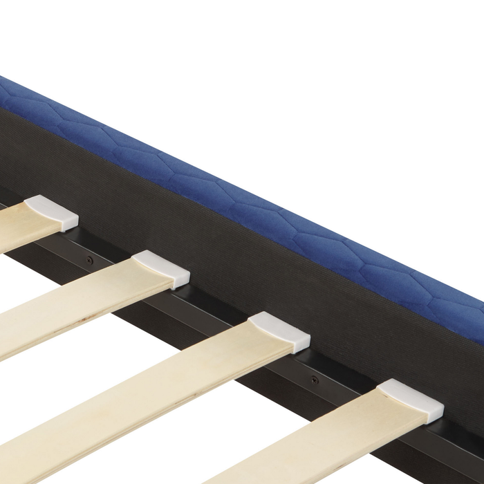 Beliani - BAYONNE - Tweepersoonsbed - Blauw - 180 x 200 cm - Fluweel