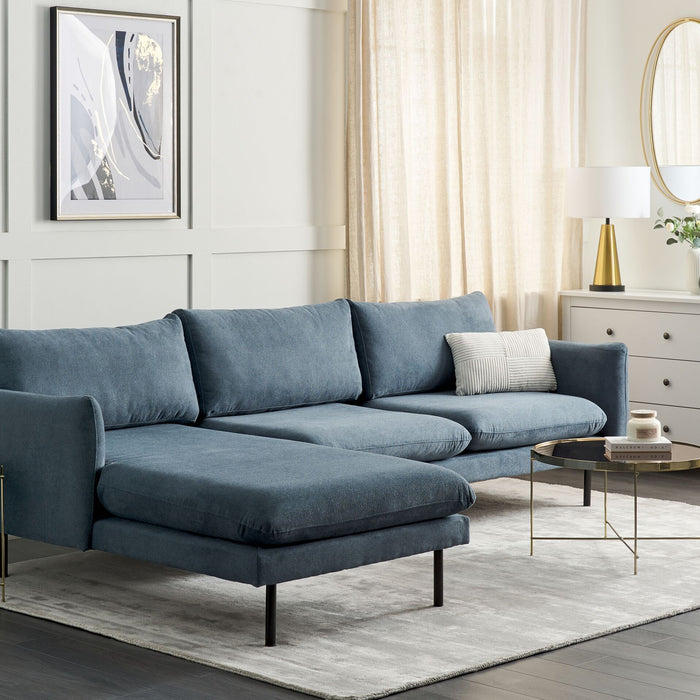 Beliani - VINTERBRO - Hoekbank - Blauw - Rechtszijdig - Polyester