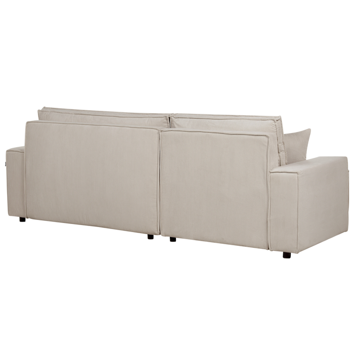 Beliani - ABACKA - Slaapbank - Beige - Rechtszijdig - Corduroy