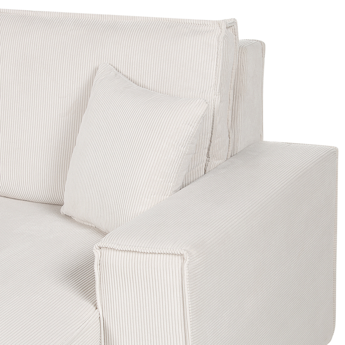 Beliani - ABACKA - Slaapbank - Gebroken wit - Rechtszijdig - Corduroy