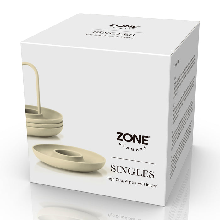 Zone Denmark Singles Eierdop met Houder 4 st. - Limestone