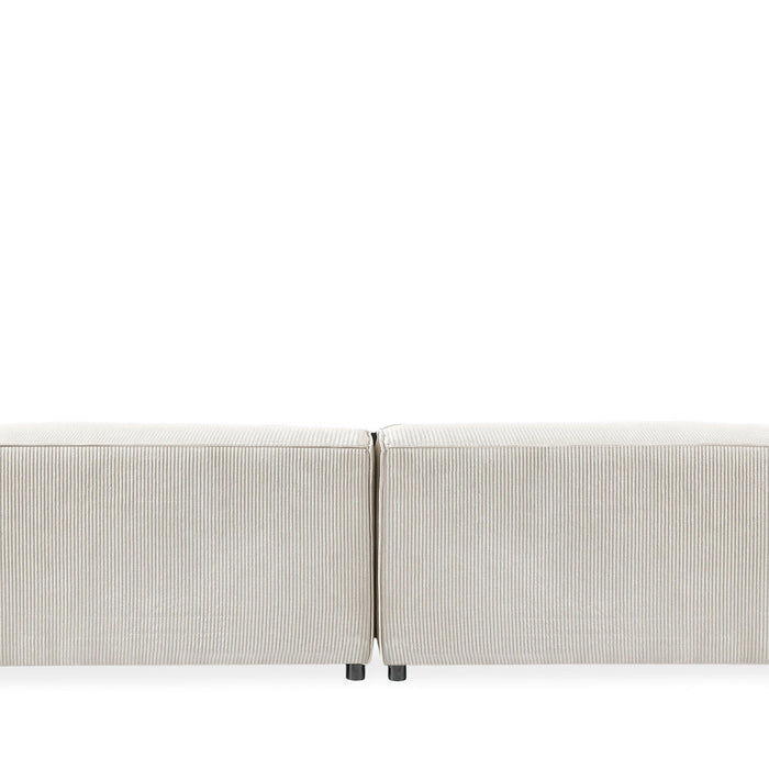 by fonQ Chunky Hoekbank met Chaise Longue Rechts - Rib - Latte