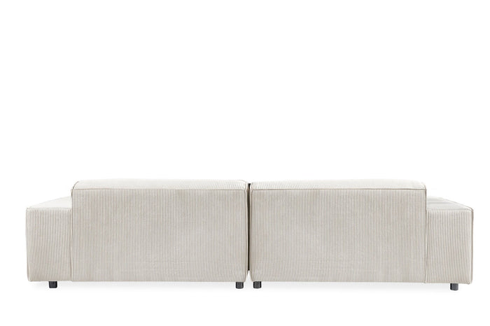 by fonQ Chunky Hoekbank met Chaise Longue Links - Rib - Latte