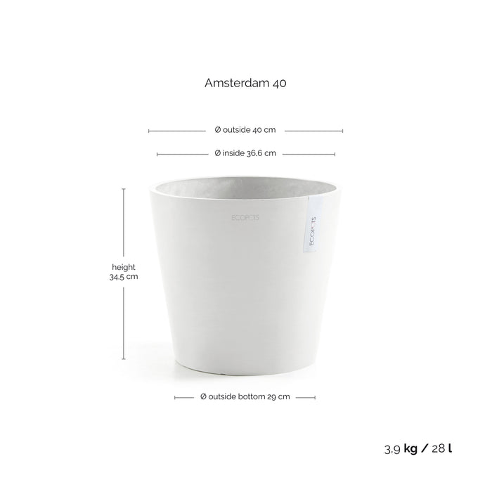 Ecopots Amsterdam 40 Pure White