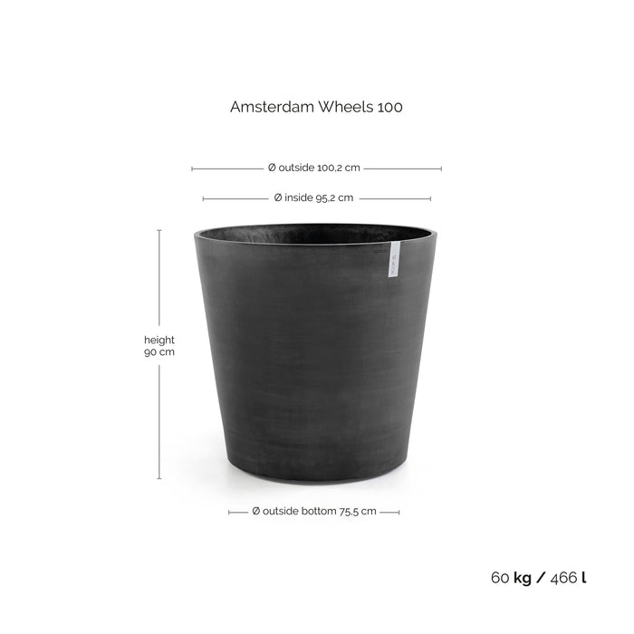 Ecopots Amsterdam Wheels 100 Dark Grey
