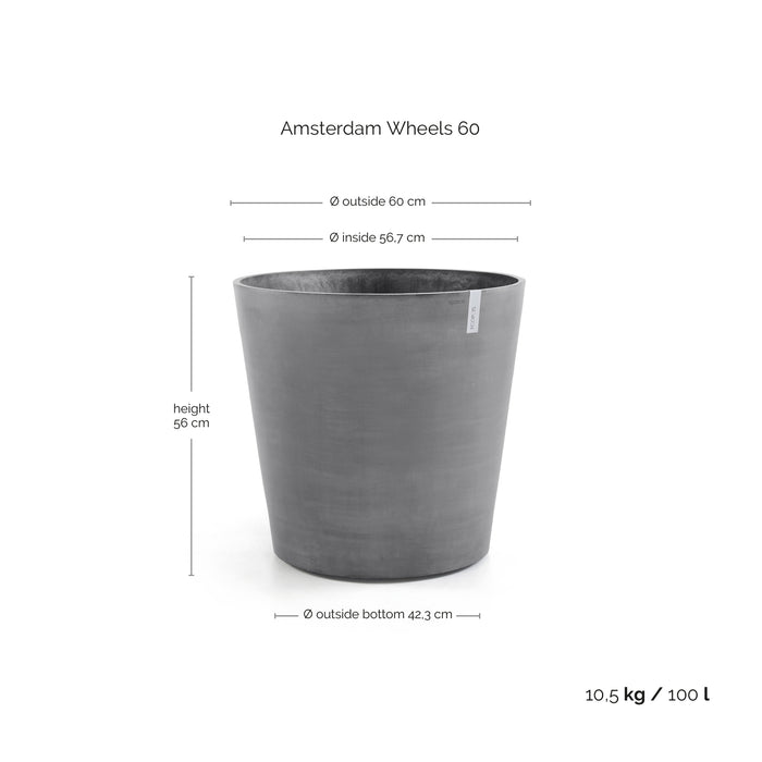 Ecopots Amsterdam Wheels 60 Grey
