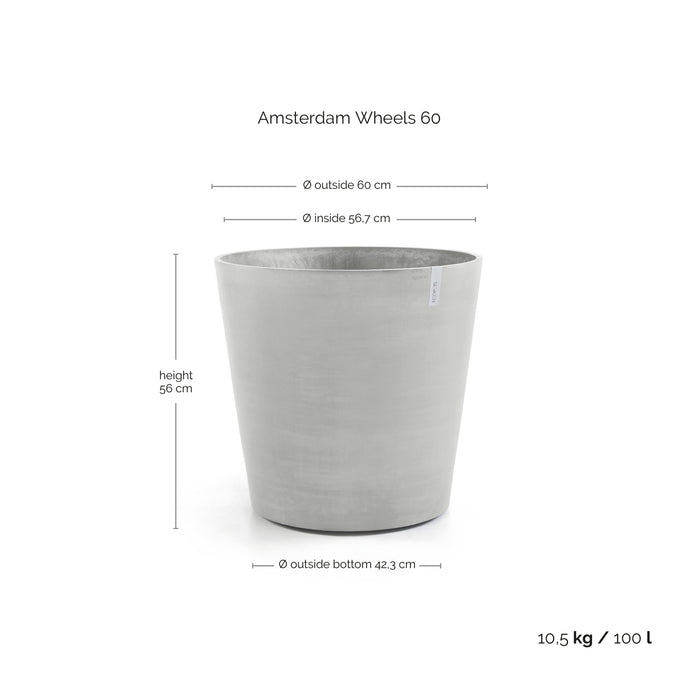 Ecopots Amsterdam Wheels 60 White Grey