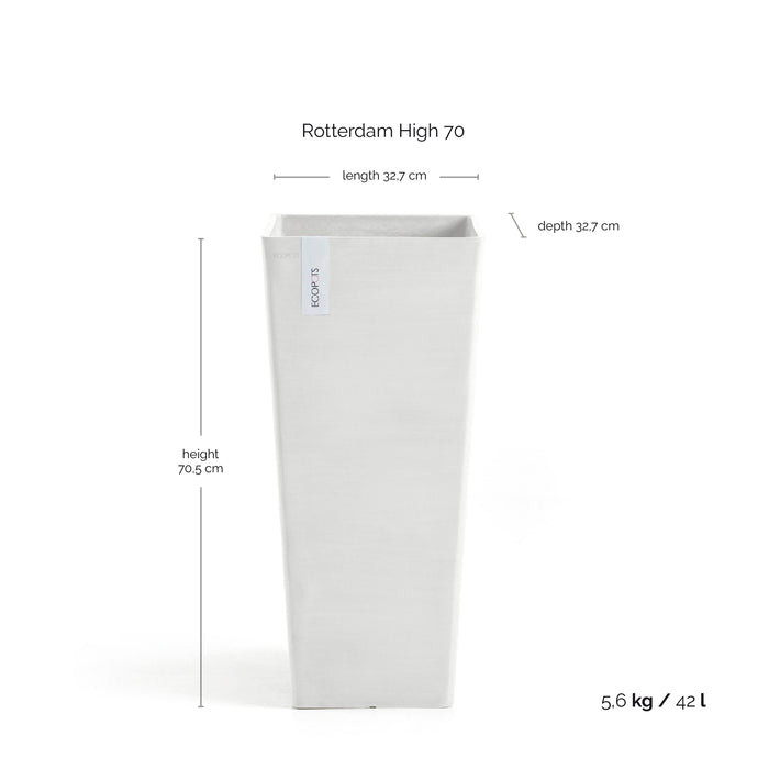Ecopots Rotterdam High 70 Pure White