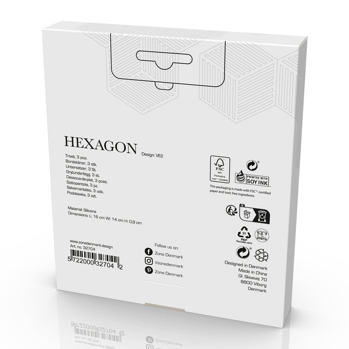 Zone Denmark Hexagon Onderzetter  - Set van 3 - Khaki/Warm Sand/Almond