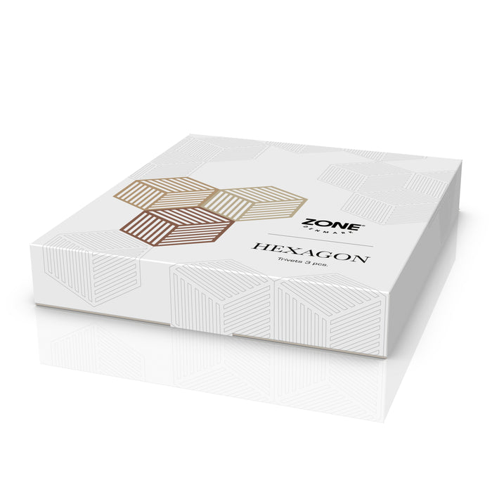 Zone Denmark Hexagon Onderzetter  - Set van 3 - Khaki/Warm Sand/Almond