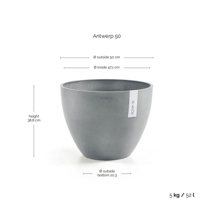 Ecopots Antwerp 50  Blue Grey