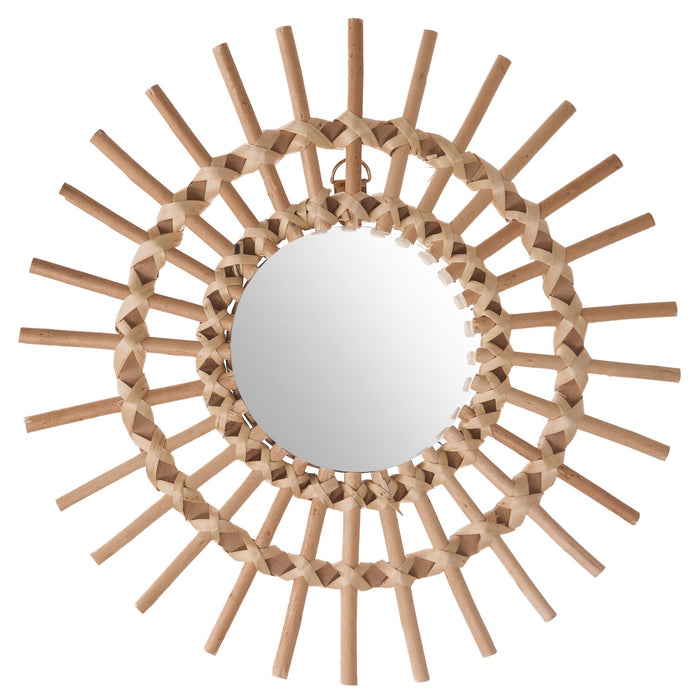 Atmosphera Wandspiegel - rond - rotan - D30 cm - bohemian spiegel