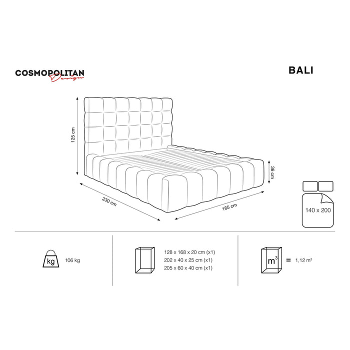 Cosmopolitan Design Bali Bedframe met Opbergruimte - 140 x 200 cm - Donkerblauw