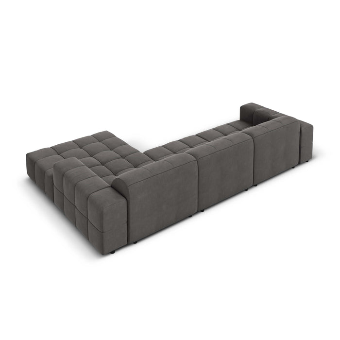 Cosmopolitan Design Chicago Hoekbank met Chaise Longue Rechts - Velvet - Grijs