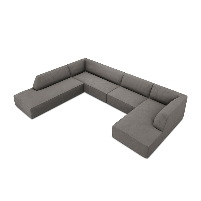 Windsor & Co Sao U-bank - Hoek Links - Ribstof - Lichtgrijs