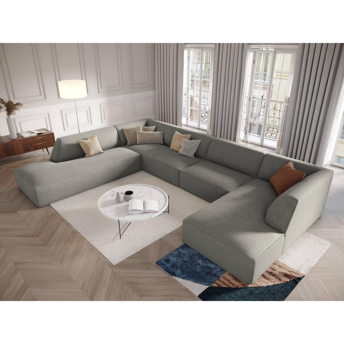 Windsor & Co Sao U-bank - Hoek Links - Ribstof - Lichtgrijs