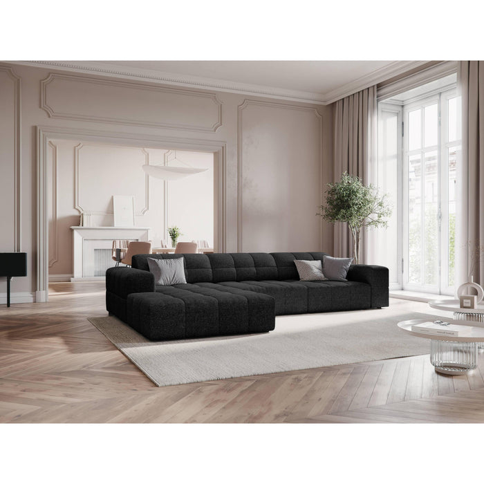 Cosmopolitan Design Chicago Hoekbank met Chaise Longue Links - Chenille - Zwart