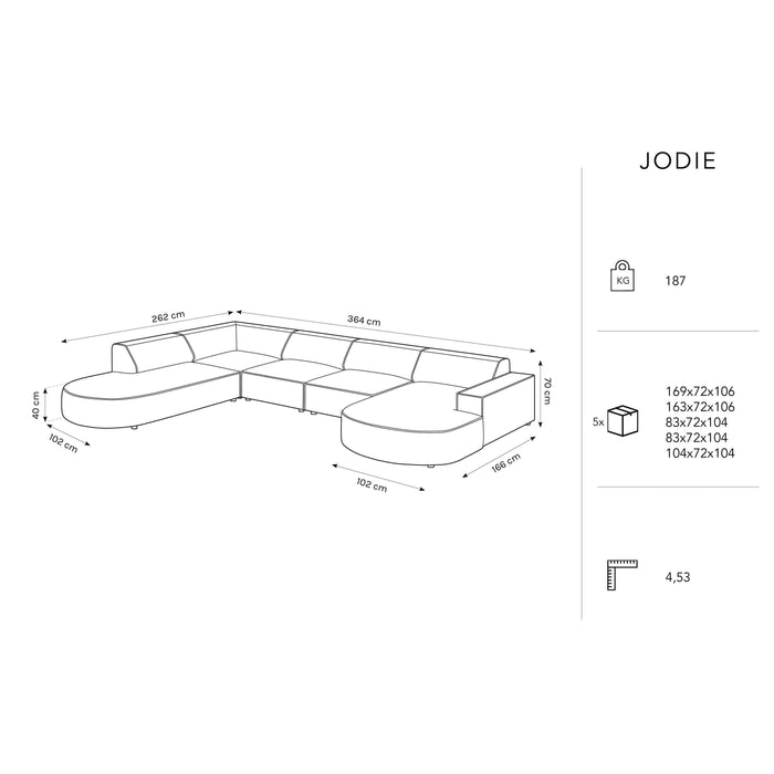 Micadoni Jodie U-bank Links Afgerond - Bouclé - Wit