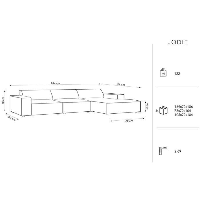 Micadoni Jodie Hoekbank Rechts 4-zits - Fluweel - Crème