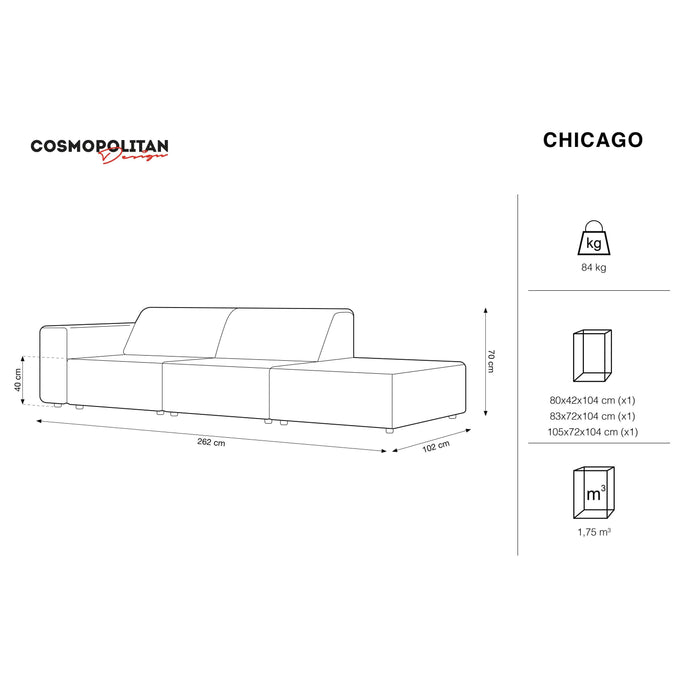 Cosmopolitan Design Chicago 4-zitsbank Rechts Open - Velvet - Flessengroen