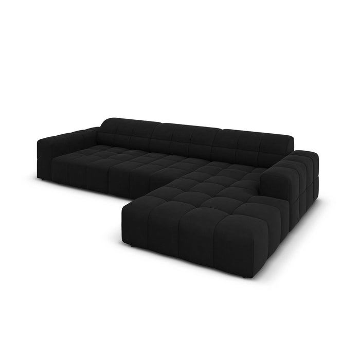Cosmopolitan Design Chicago Hoekbank met Chaise Longue Rechts - Velvet - Zwart